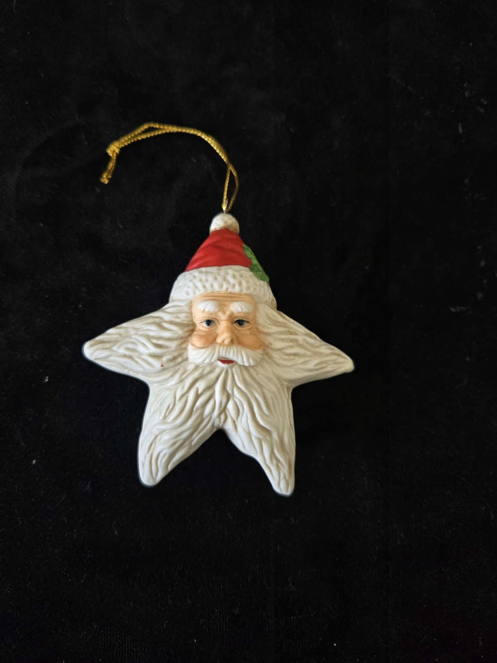 Vintage White Santa Star Holiday Ornament - 3.5x4"